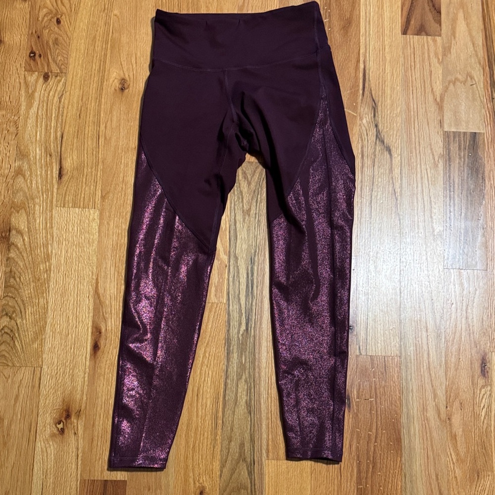 Old Navy Metallic Burgundy Leggings medium